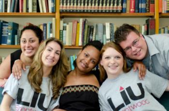 group of students wearing 'liu post' t-shirts