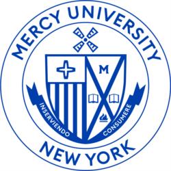 mercy university's logo with motto 'inserviendo consumer'