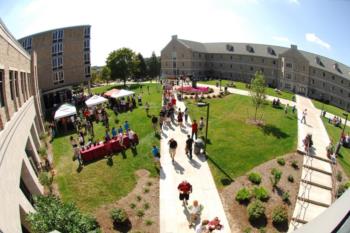 outdoor student event with booths