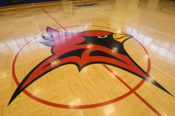 mascot on gym floor