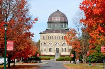 historic building with dome in autumn setting