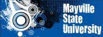 mayville state university logo on blue abstract background