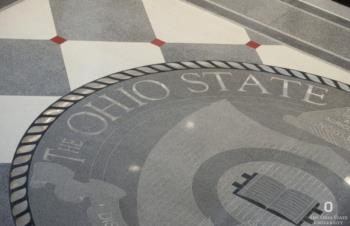 the ohio state university seal on the floor