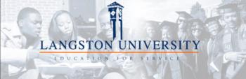 'LANGSTON UNIVERSITY - EDUCATION FOR SERVICE' over a collage