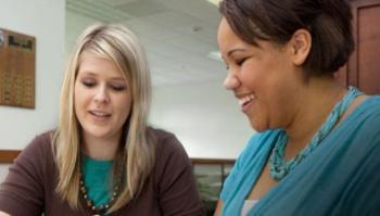 two students studying together