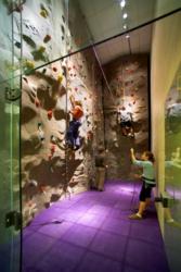 indoor climbing wall with people