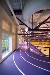 indoor track overlooking basketball courts