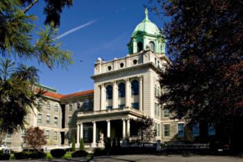 historic building with a green dome