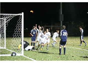 nighttime soccer game at the university