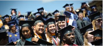 graduates at commencement ceremony