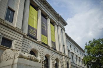 cultural institution with banners