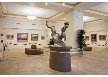 campus gallery with sculpture and paintings