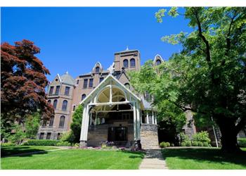 historic building with an archway entrance