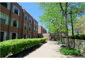 pathway leading to modern brick buildings