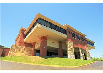 modern building with prominent overhang structure