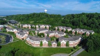 aerial of residential village on campus