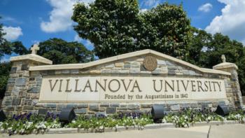 villanova university sign surrounded by flowers