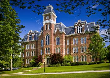 historic brick building with clock tower