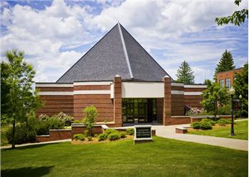 unique pyramid-shaped building entrance