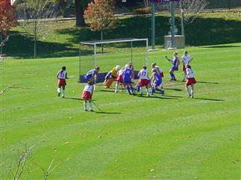 soccer game in progress on a field