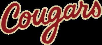 Cougars text in cursive style