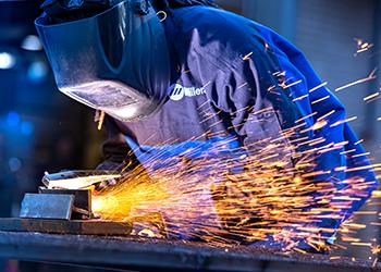 welding work with sparks flying