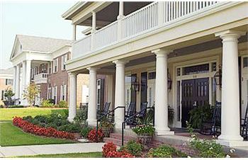 front porch of campus building