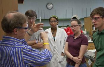 science demonstration with attentive students