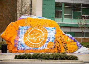 painted rock with 'home sweet home to me, rocky top'