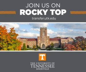 ad 'join us on rocky top' with campus backdrop