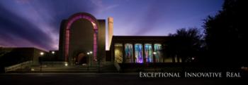 night view of campus entrance 'exceptional innovative real'