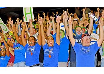 exuberant students at an event