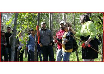 students on a guided outdoor field trip