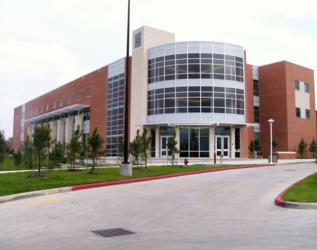 modern campus building with a circular front area