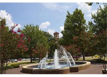 sunny day at the campus fountain