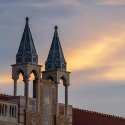 twin spires against an evening sky