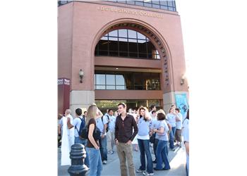 students gathering outside the entrance of scandinavian college