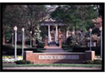 entrance with pillars and the text 'baldwin auditorium'