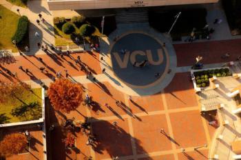 overhead view of 'VCU' plaza