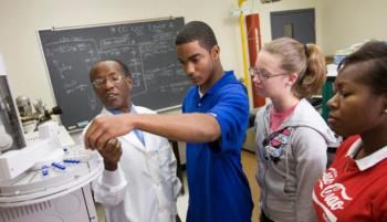 lab instructor with students