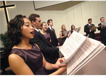 choir singing with sheet music