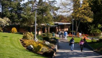 students walking on campus pathway