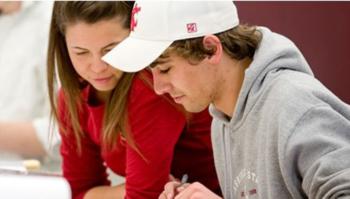 two students studying together