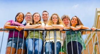 students smiling on campus