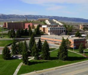 aerial view of campus buildings