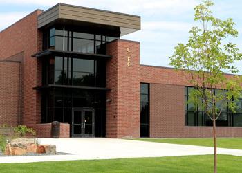 modern brick building with 'ctec' sign