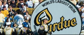 marching band with 'world's largest drum'