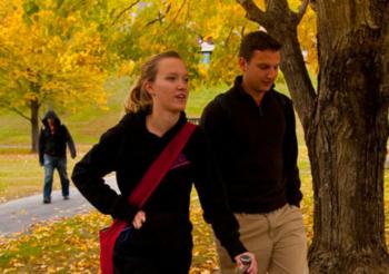 students walking on campus