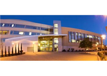 modern building exterior at dusk