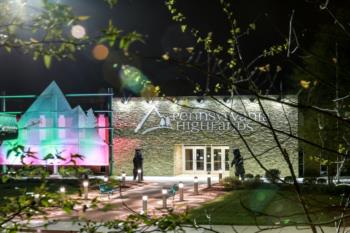 night view of illuminated college